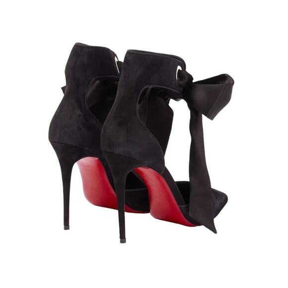 Christian Louboutin NIB Torrida Black Suede Silk Bow Tie Stiletto Heel Pumps 39 - Picture 4 of 8